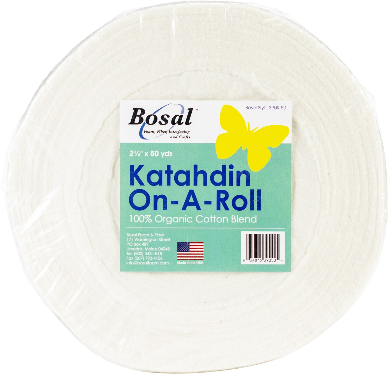 Bosal Katahdin On-A-Roll 100% Organic Cotton Batting-2.25"X50yd